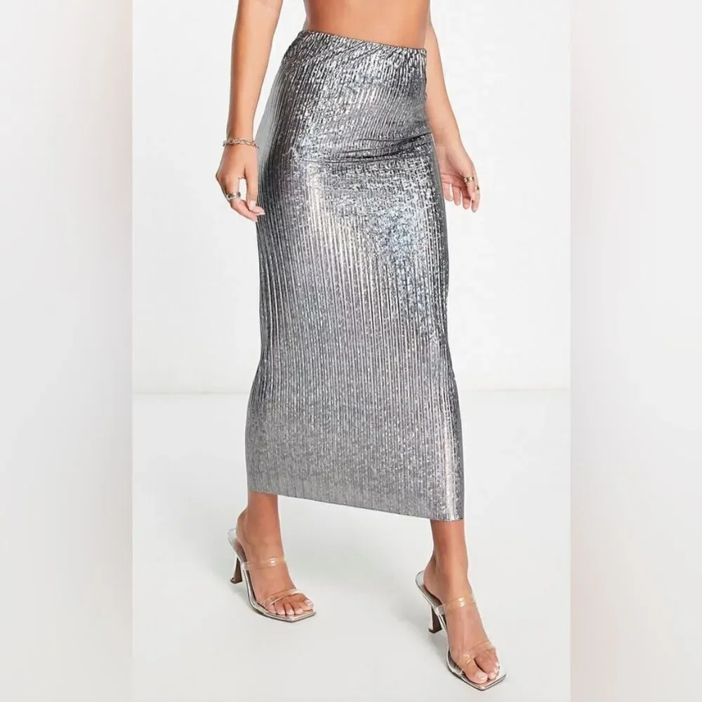 Topshop iridescent pleated midi skirt US size 2